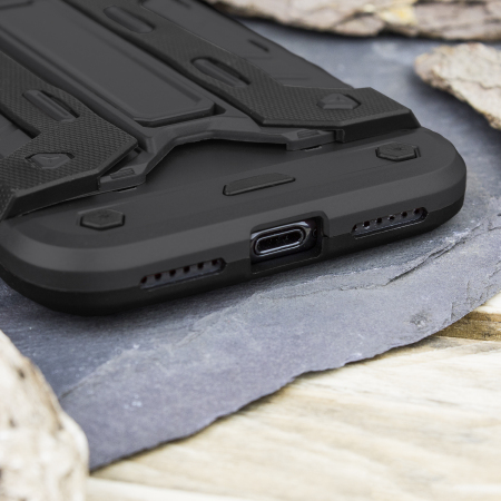 Olixar XTrex iPhone X Rugged Card Kickstand Case - Black