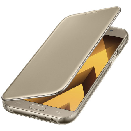 Official Samsung Galaxy A7 2017 Clear View Stand Cover Case - Gold