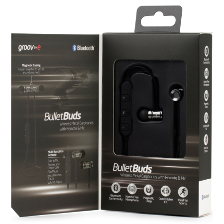 Groov-e Bullet Buds Metal Wireless Earphones with Mic -Silver