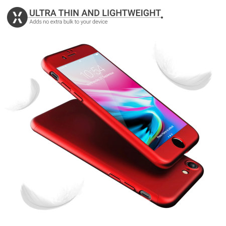 Olixar XTrio Full Cover iPhone 8 Case & Screen Protector - Red