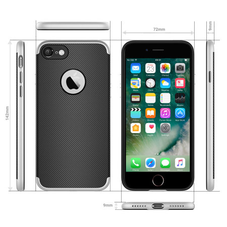 Olixar X-Duo iPhone 7S Hülle in Carbon Fibre Metallic Silber