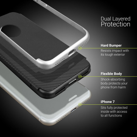 Olixar XDuo iPhone 8 Case - Carbon Fibre Silver