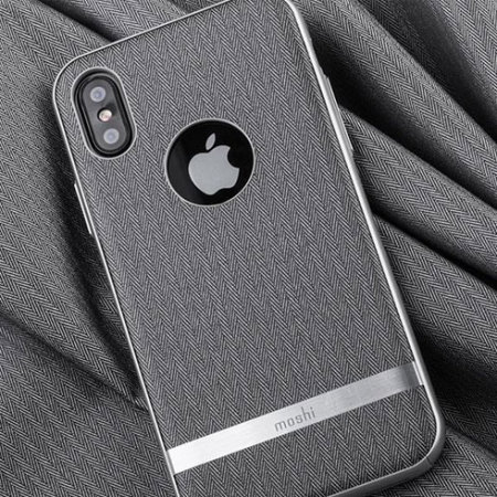 Moshi Vesta iPhone X Textilmuster Hülle - Herringbone Grau