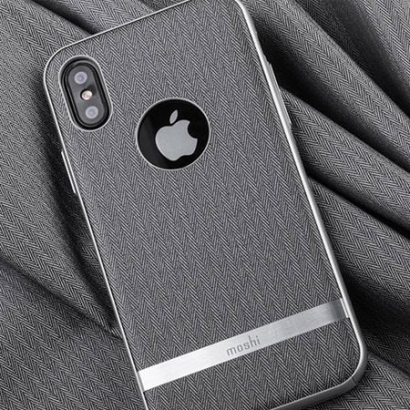 moshi vesta iphone x textile pattern case - herringbone grey