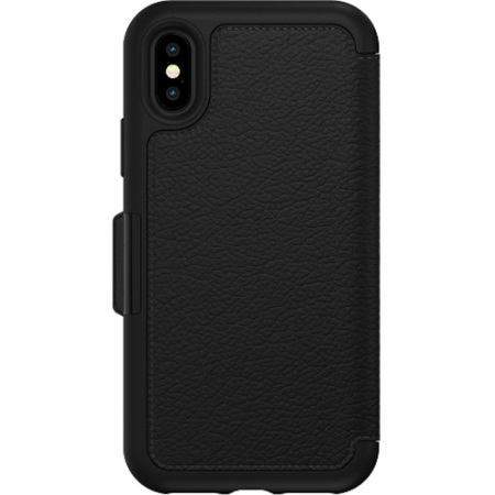 otterbox strada folio iphone x leather wallet case - black