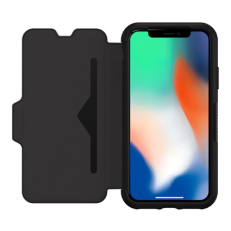 otterbox strada folio iphone x leather wallet case - black