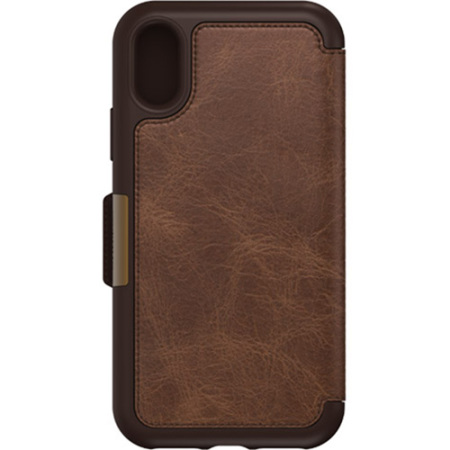 otterbox strada folio iphone x leather wallet case - brown