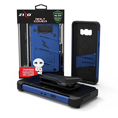 Zizo Bolt Series Compatible with Samsung Galaxy Note 8 Case Military Grade Drop Tested with Tempered Glass Screen Protector Holster Blue Black