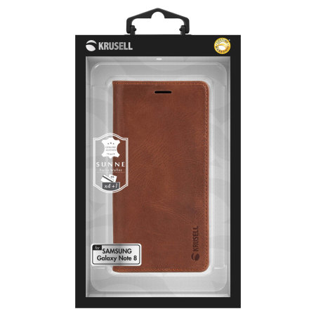 Krusell Sunne Samsung Galaxy Note 8 Folio Brieftaschen Hülle - Cognac