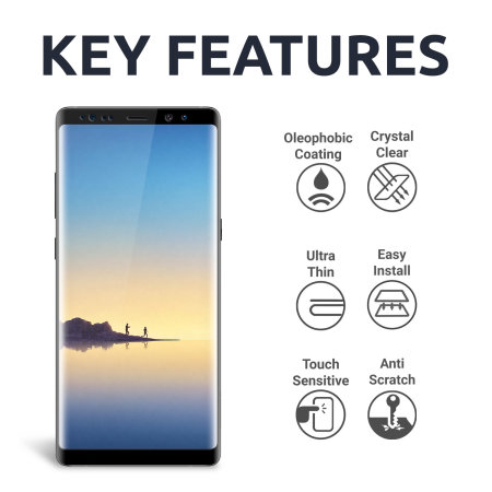 Olixar Galaxy Note 8 Full Cover Glass Screen Protector 2-in-1 Pack
