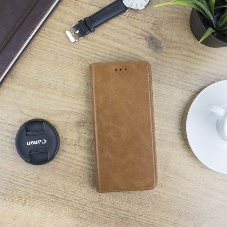 Olixar Genuine Leather Galaxy Note 8 Executive Wallet Case - Tan