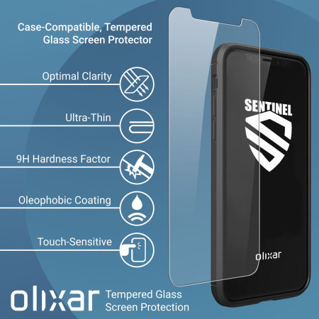 iphone x case with glass screen protector - olixar sentinel