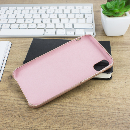 Olixar iPhone X Carbon Fibre Card Pouch Case - Rose Gold