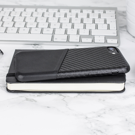 Olixar iPhone 8 / 7 Carbon Fibre Card Pouch Case - Black