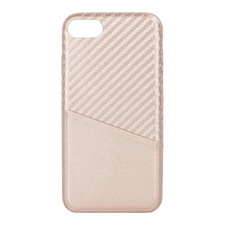 olixar iphone 8 / 7 carbon fibre card pouch case - rose gold