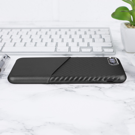 Olixar iPhone 8 Plus / 7 Plus Carbon Fibre Card Pouch Case - Black