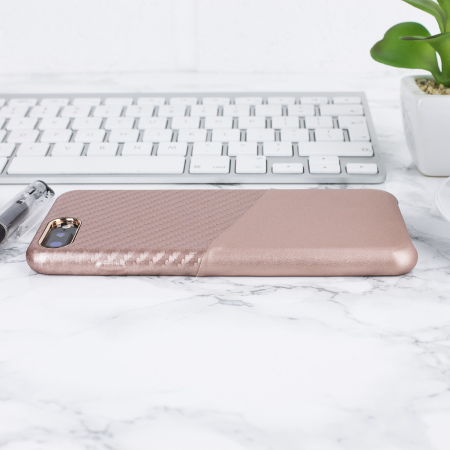 Coque iPhone 8 Plus / 7 Plus Olixar effet carbone Card Pouch – Or rose