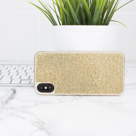 Funda iPhone X LoveCases Luxury Crystal - Oro