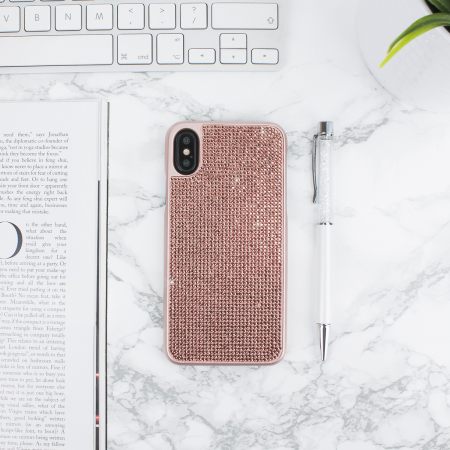 LoveCases Luxuriöse Kristall iPhone X Hülle - Rose Gold