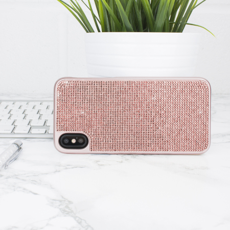 LoveCases Luxuriöse Kristall iPhone X Hülle - Rose Gold