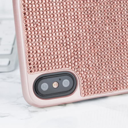 LoveCases iPhone X Rose Gold Gel Case - Luxury Crystal