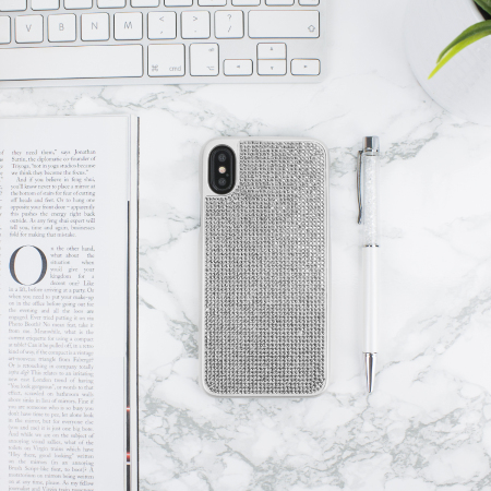 lovecases luxury crystal iphone x case - silver