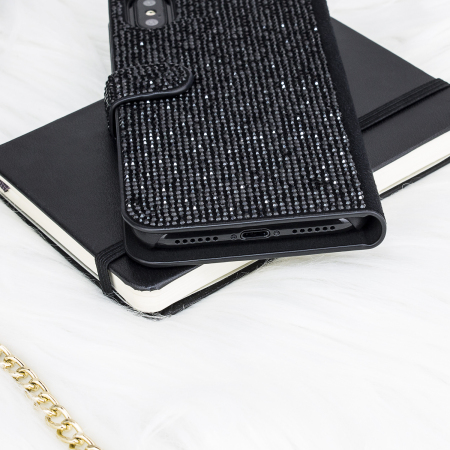 iPhone X Wallet Case - LoveCases Luxury Diamond Glitter Black