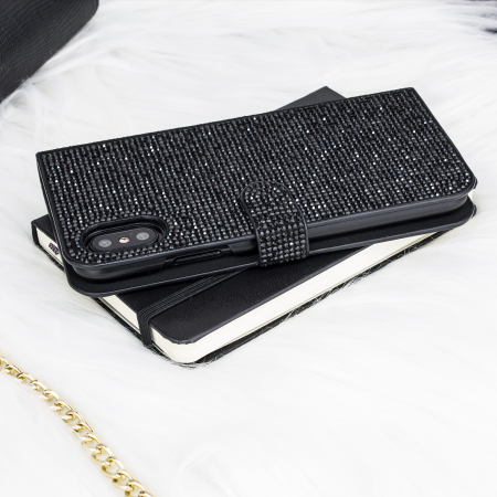 iPhone X Wallet Case - LoveCases Luxury Diamond Glitter Black