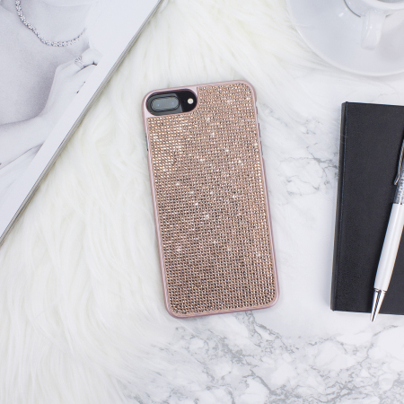 LoveCases Luxuriöse Kristall iPhone 8 Plus / 7 Plus Hülle - Rose Gold