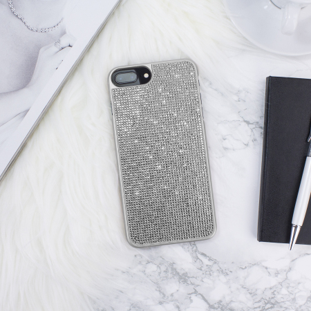 LoveCases Luxuriöse Kristall iPhone 8 Plus / 7 Plus Hülle - Silber