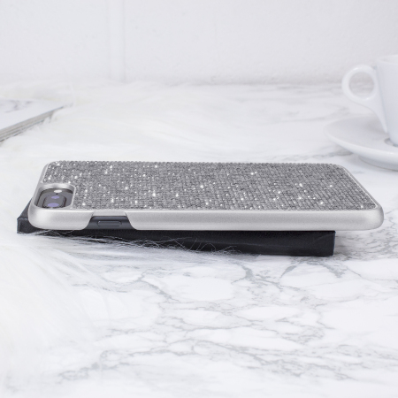 LoveCases Luxuriöse Kristall iPhone 8 Plus / 7 Plus Hülle - Silber