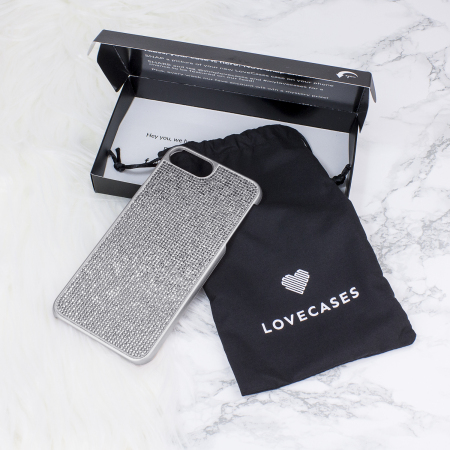 LoveCases Luxuriöse Kristall iPhone 8 Plus / 7 Plus Hülle - Silber