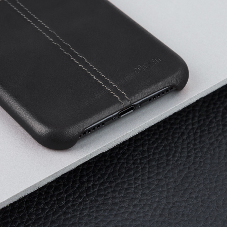 Olixar Premium Genuine Leather iPhone X Case - Black