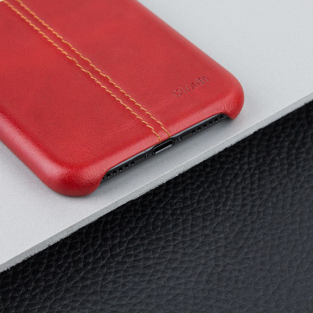 Olixar Premium Slim iPhone X Leather Case - Red