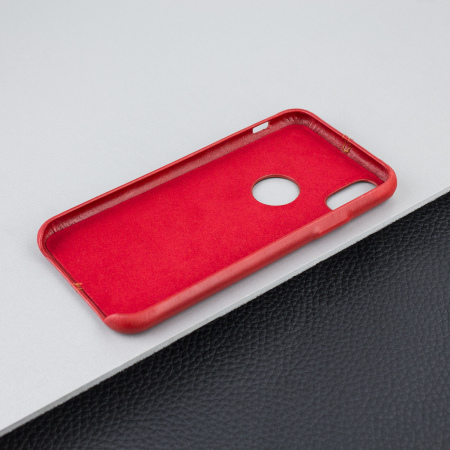 Olixar Premium Slim iPhone X Leather Case - Red