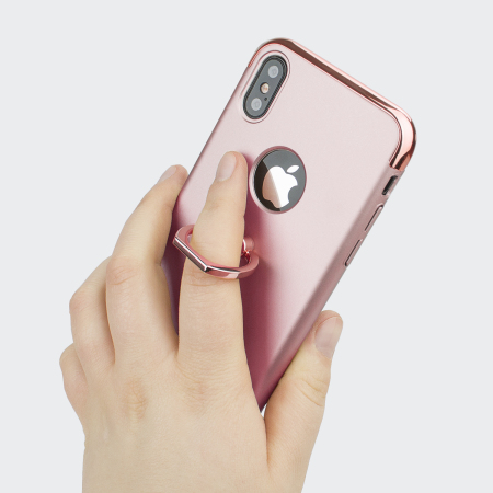 Olixar XRing iPhone X Finger Loop Case Rose Gold Mobile Fun