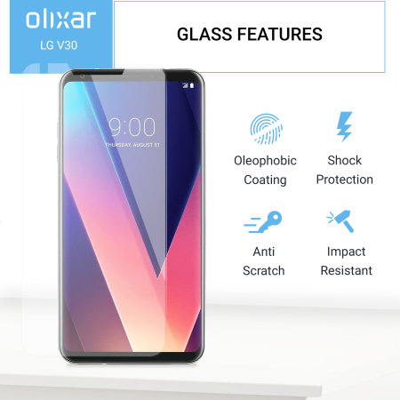 Olixar LG V30 Tempered Glas Displayschutz