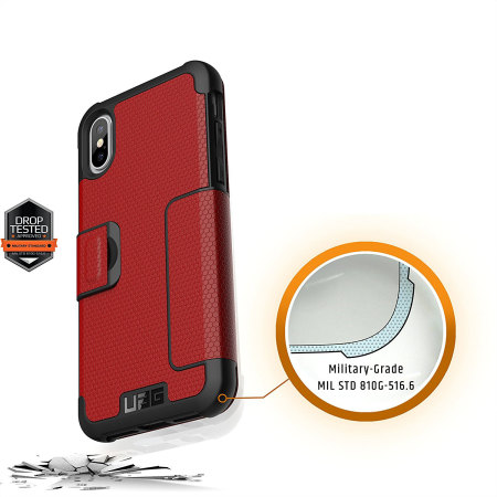 UAG Metropolis Rugged iPhone X Wallet case Tasche in Magma Rot