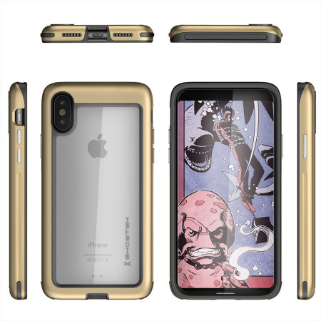 ghostek atomic slim iphone x tough case - gold