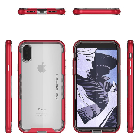 ghostek cloak 3 iphone x tough case - clear / red