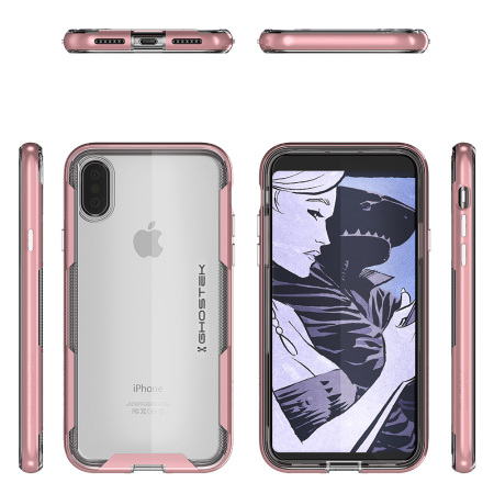 ghostek cloak 3 iphone x tough case - clear / pink
