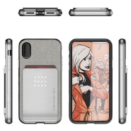 ghostek exec series iphone x wallet case - silver