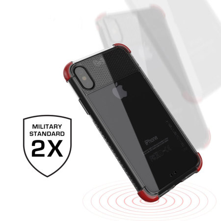 Ghostek Covert 2 iPhone X Stoßfänger Hülle - Klar / Rot