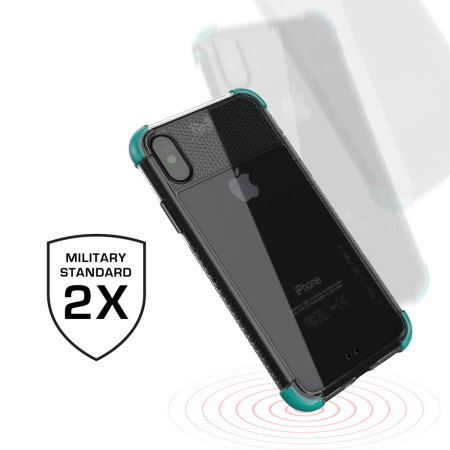 ghostek covert 2 iphone x bumper case - clear / teal