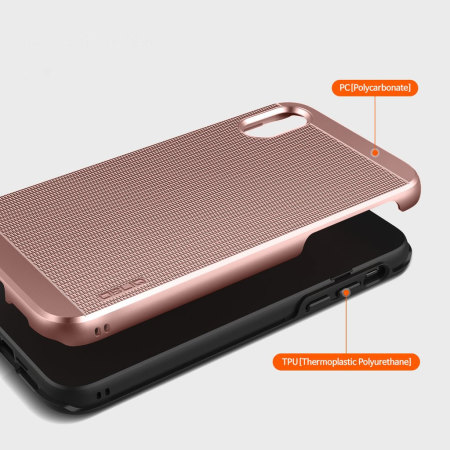 Obliq Slim Meta iPhone X Case - Roze Goud