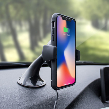 Pama 10W In-Car Qi Wireless Charger & Smartphone Car Holder - Black