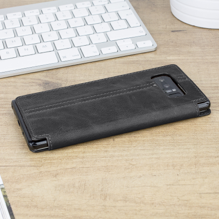 Olixar Slim Genuine Leather Samsung Galaxy Note 8 Wallet Case - Black