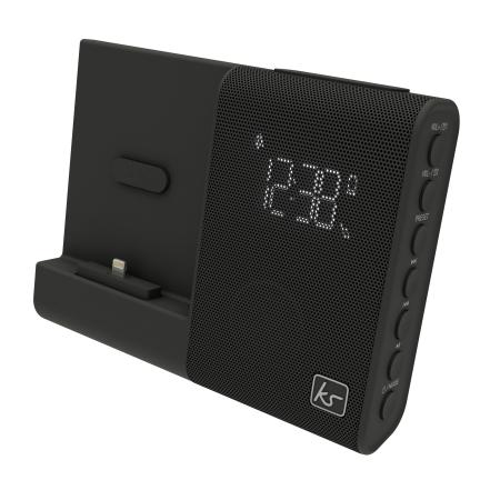 Iphone Lightning Radio Speaker Dock Black, Lightning Dock Alarm Clock