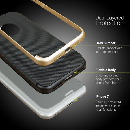 Olixar X-Duo iPhone 8 Plus Skal - Kolfiber Guld
