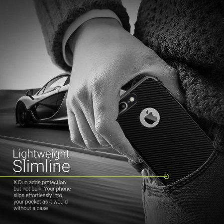 iphone 8 plus olixar xduo case - carbon fibre metallic grey